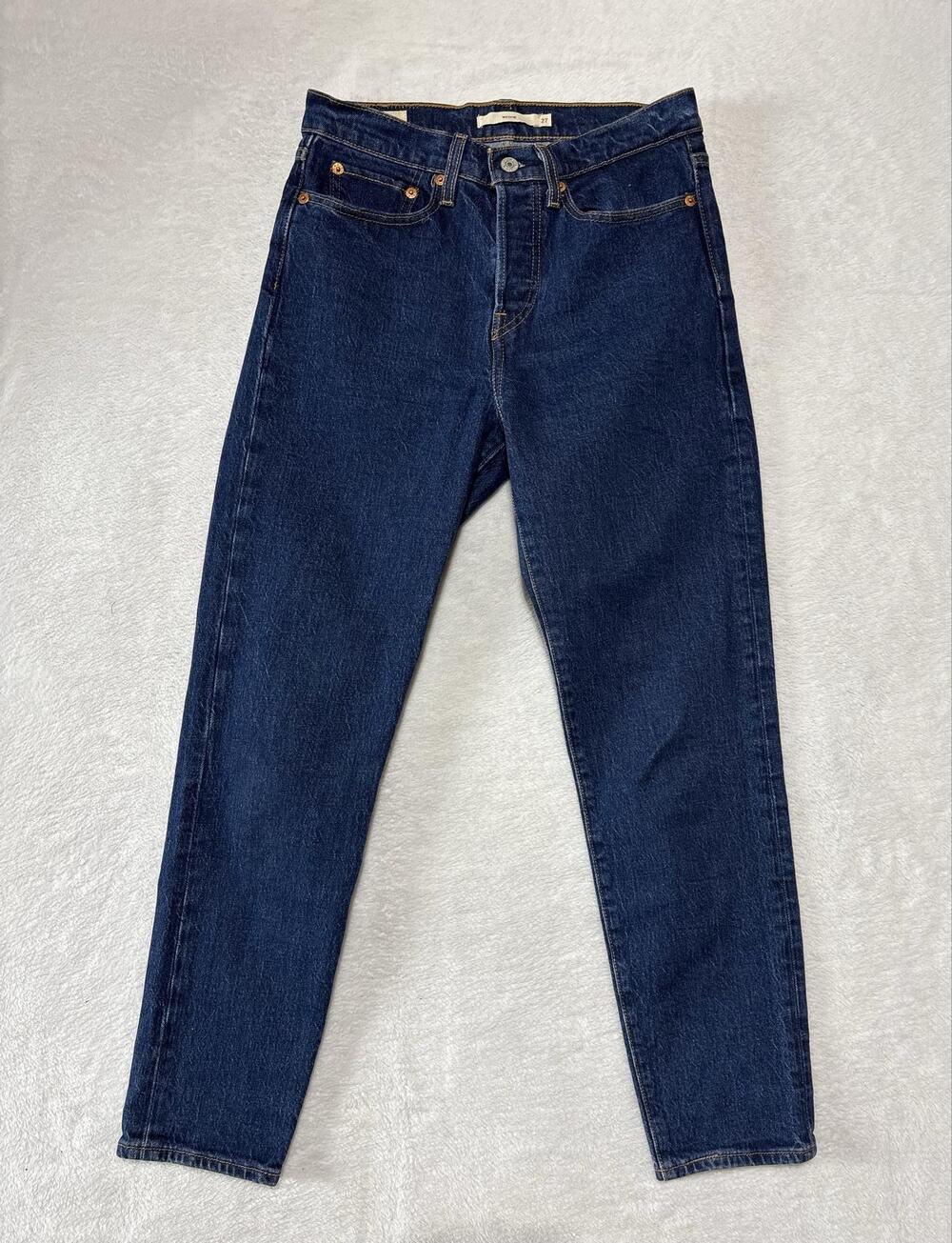 Levi's Premium Wedgie Jeans Womens 27 Blue High Rise Mom Dark Wash Denim Stretch